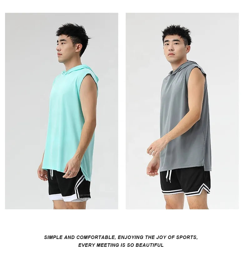 Diguan Custom Hoodie Shirt Men Casual Sleeveless Quick-Dry Fitness Tank Breathable Sports Training Vest OEM