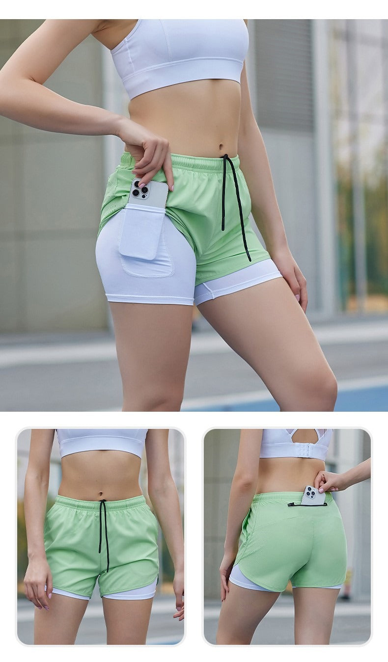 Diguan Women’s 2-in-1 Quick-Dry Compression Shorts 92% Polyester 8% Spandex Lightweight