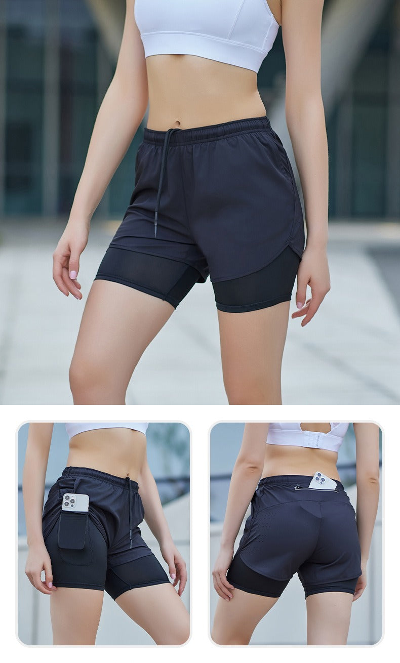 Diguan Women’s 2-in-1 Quick-Dry Compression Shorts 92% Polyester 8% Spandex Lightweight
