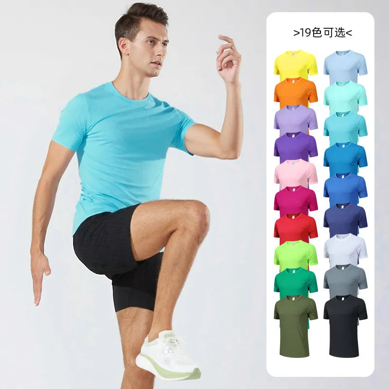 OEM Custom Breathable Running Top Quick Dry Sports T Shirt Lightweight Performance Fabric Unisex Multi Color Diguan Running Shirt Customization
