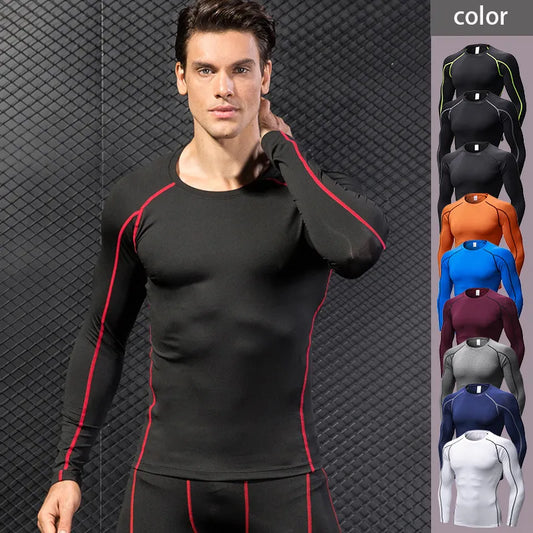 Diguan Custom Compression Shirt Men’s Long-Sleeve Quick Dry Breathable Tight Fit Gym Activewear
