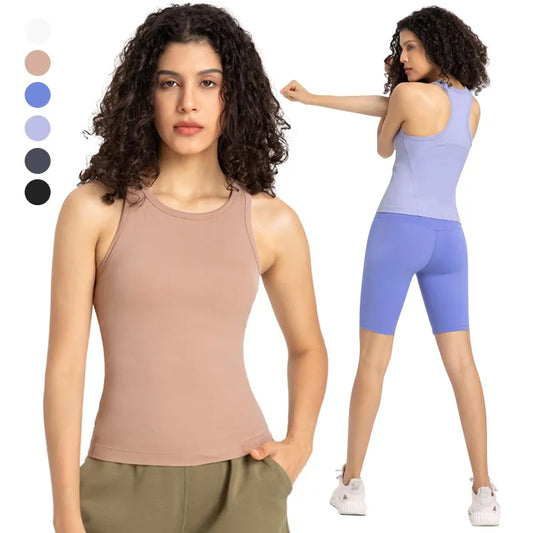 Diguan Custom Tank Top Women Sleeveless Crop Tank Square Neck Quick-Dry Stretch Workout Top CC