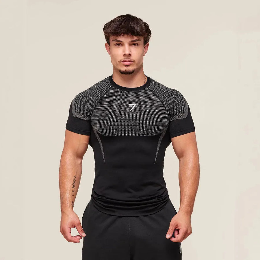 Custom Compression Running T Shirt Short Sleeve Quick Dry Breathable OEM ODM