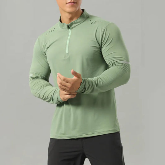 Diguan Custom Running Shirt Autumn Breathable Men’s Ultra-Lightweight Running Track Top Long Sleeve 1/4 Zip Quick-Dry