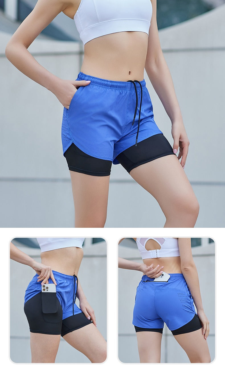 Diguan Women’s 2-in-1 Quick-Dry Compression Shorts 92% Polyester 8% Spandex Lightweight