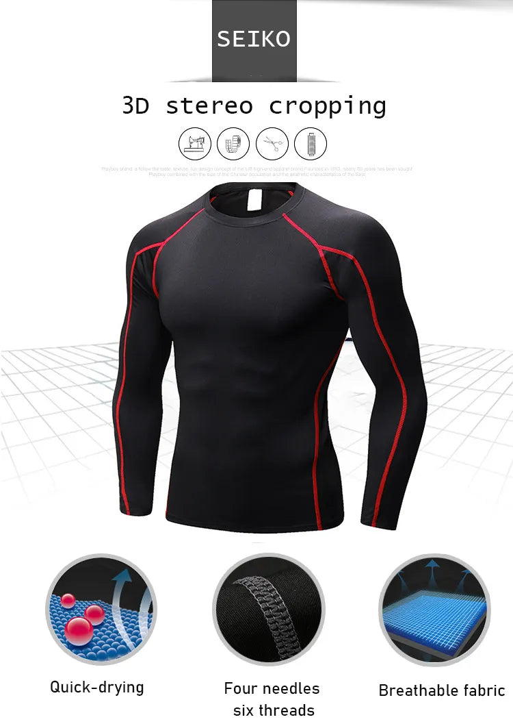 Diguan Custom Compression Shirt Men’s Long-Sleeve Quick Dry Breathable Tight Fit Gym Activewear