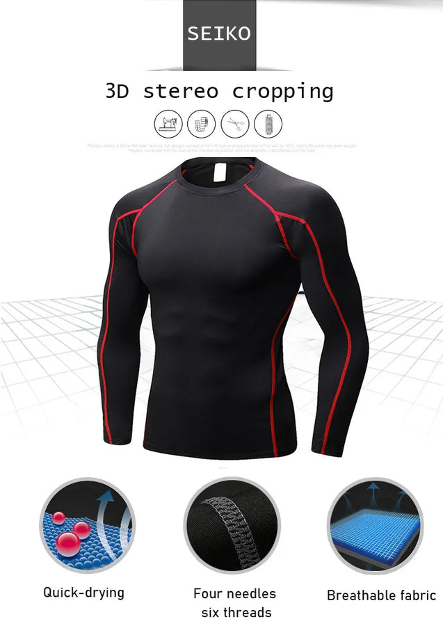 Diguan Custom Compression Shirt Men’s Long-Sleeve Quick Dry Breathable Tight Fit Gym Activewear