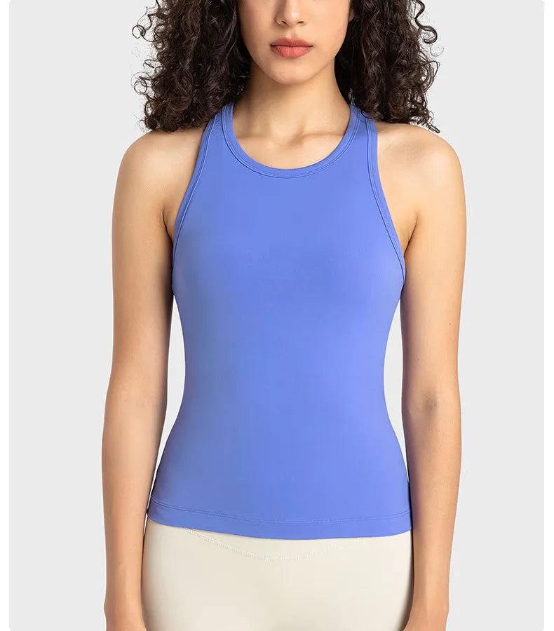 Diguan Custom Tank Top Women Sleeveless Crop Tank Square Neck Quick-Dry Stretch Workout Top CC