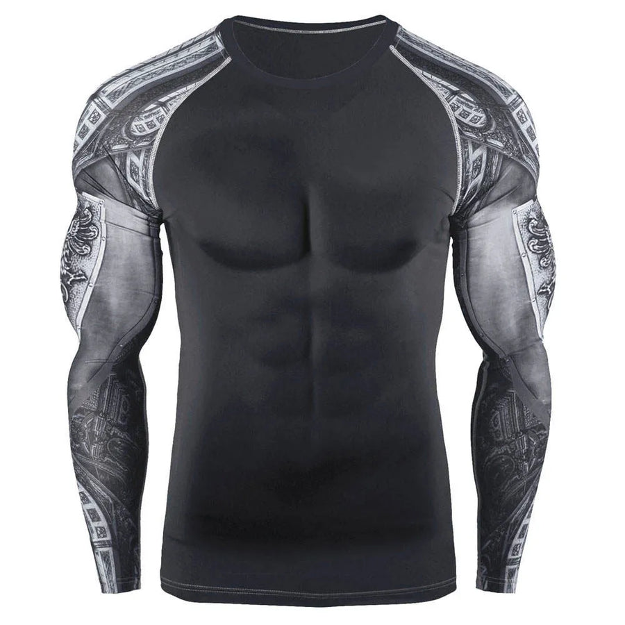 Diguan Custom Men’s Compression Training Top Slim Fit Quick-Dry Breathable Spandex-Polyester