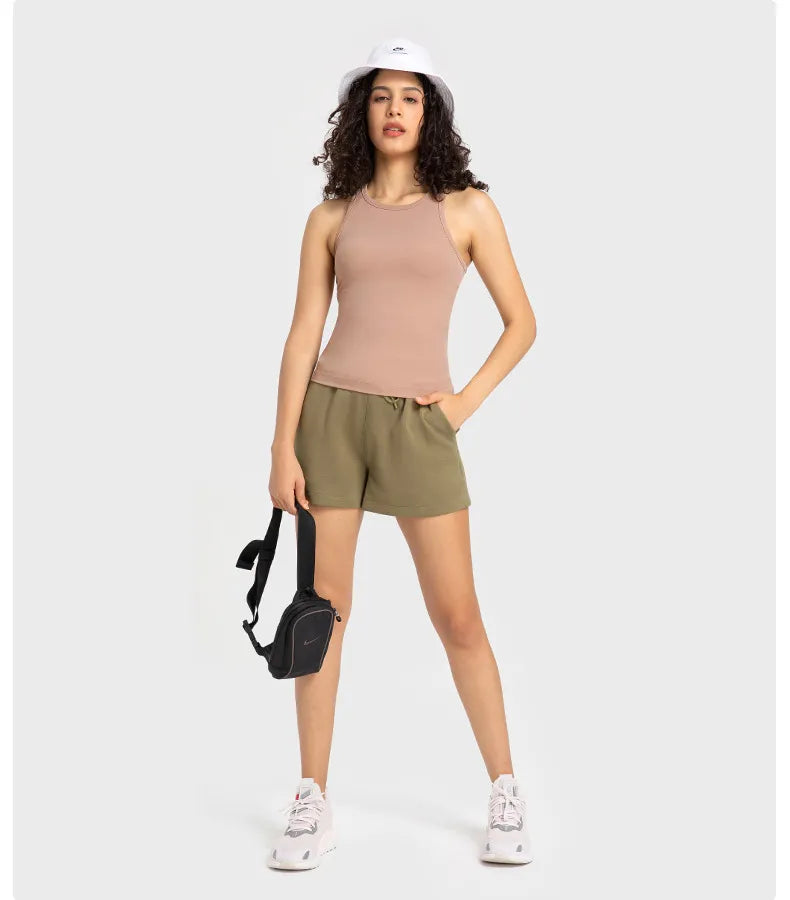Diguan Custom Tank Top Women Sleeveless Crop Tank Square Neck Quick-Dry Stretch Workout Top CC