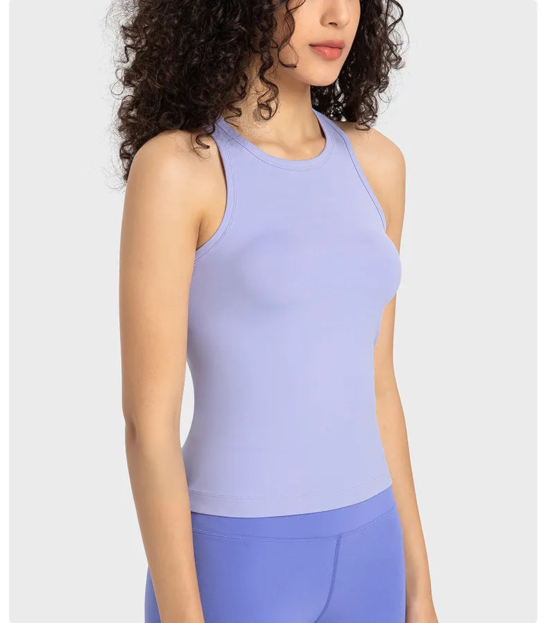 Diguan Custom Tank Top Women Sleeveless Crop Tank Square Neck Quick-Dry Stretch Workout Top CC