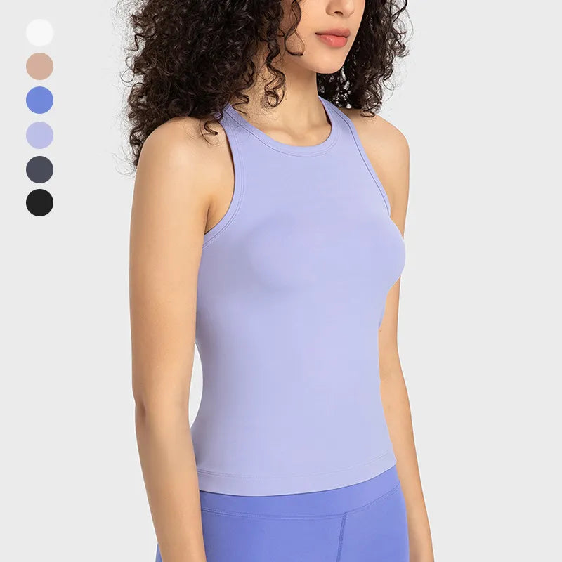 Diguan Custom Tank Top Women Sleeveless Crop Tank Square Neck Quick-Dry Stretch Workout Top CC