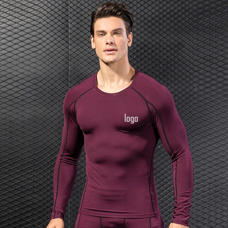 Diguan Custom Compression Shirt Men’s Long-Sleeve Quick Dry Breathable Tight Fit Gym Activewear