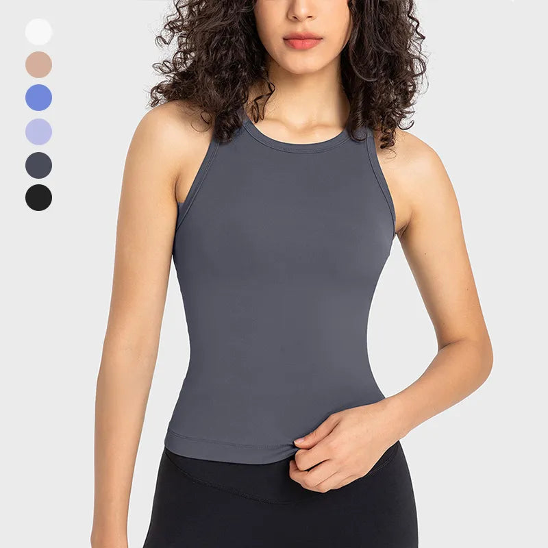 Diguan Custom Tank Top Women Sleeveless Crop Tank Square Neck Quick-Dry Stretch Workout Top