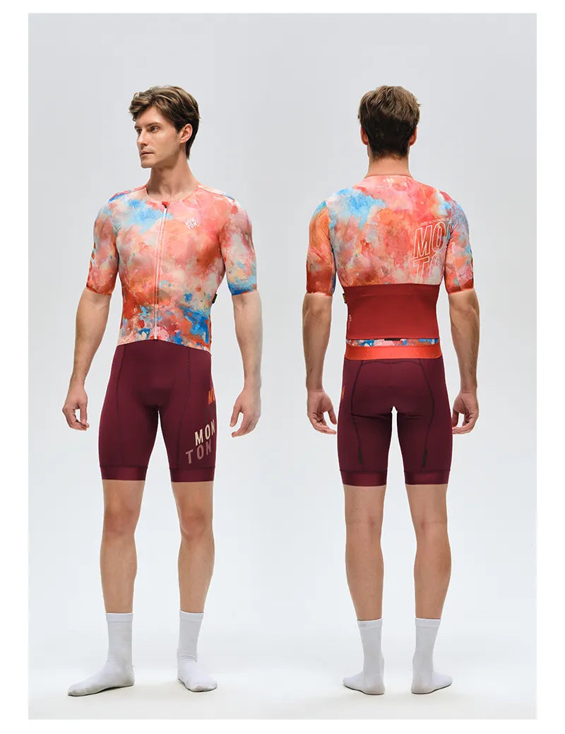 Custom Men's Cycling Jersey Moisture Wicking Bicycle Uniforms Bike Shirt Short Sleeve Customization Jersey Printing