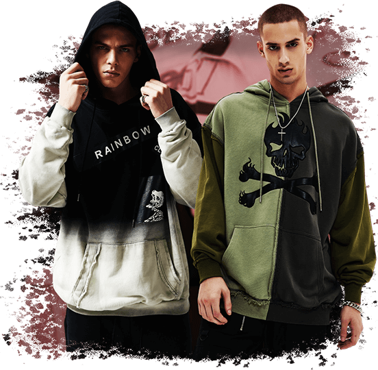 Hoodies Custom Color Matching Skull Gradient Tie Dye Style Comfortable OEM