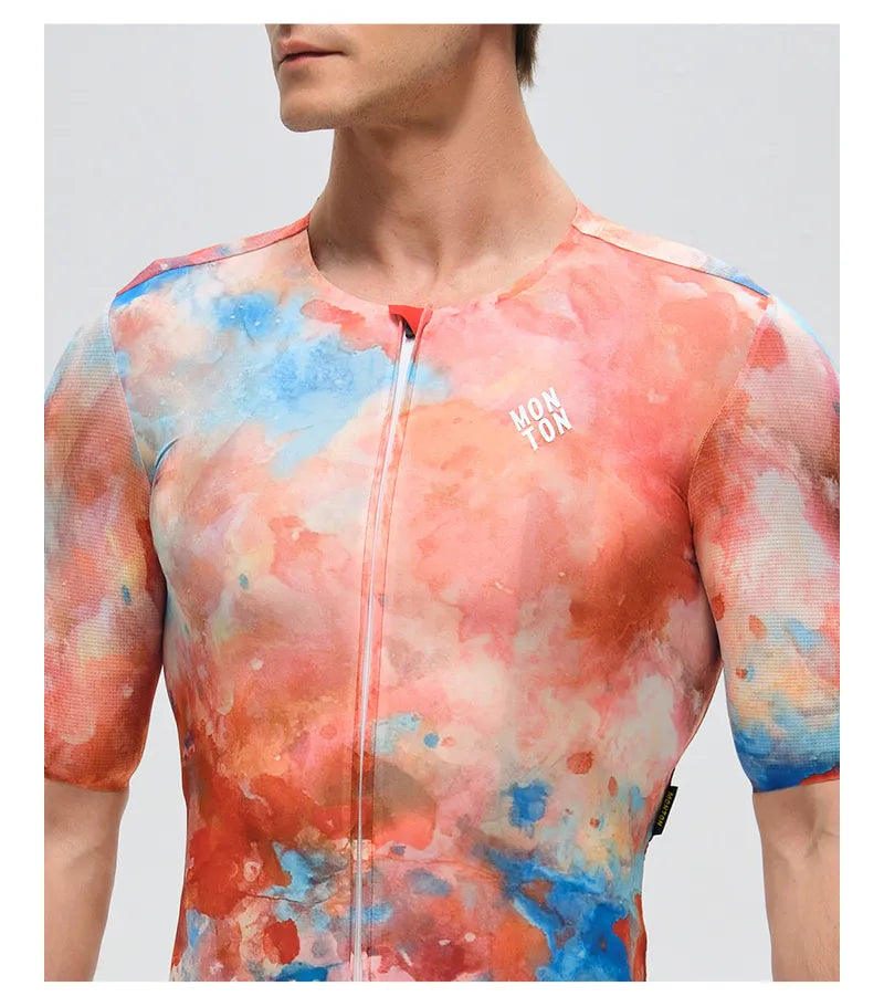 Custom Men's Cycling Jersey Moisture Wicking Bicycle Uniforms Bike Shirt Short Sleeve Customization Jersey Printing