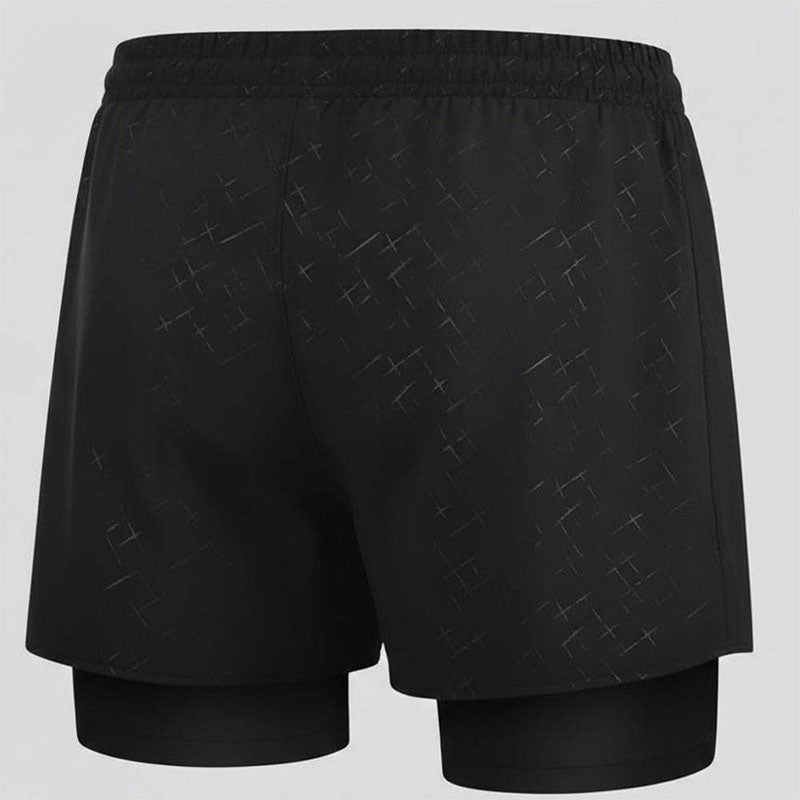 Quick-Dry Black Running Shorts with Built-In Liner and Custom Logo