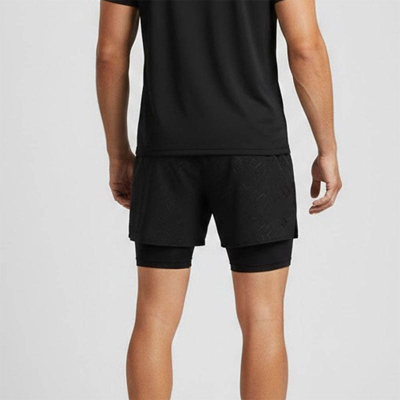 Quick-Dry Black Running Shorts with Built-In Liner and Custom Logo