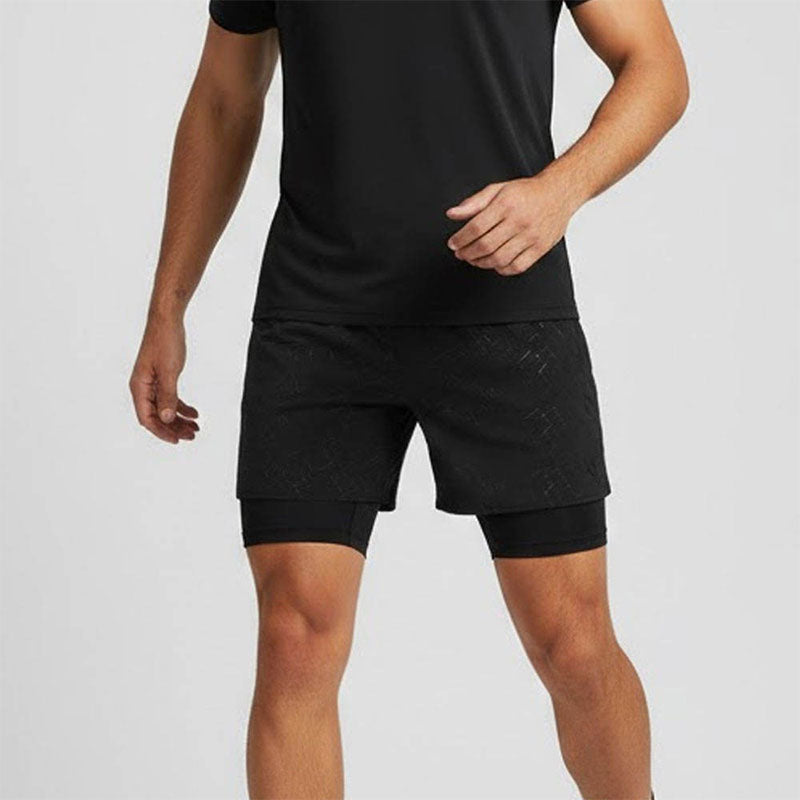 Quick-Dry Black Running Shorts with Built-In Liner and Custom Logo