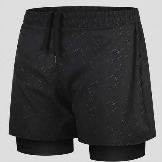 Quick-Dry Black Running Shorts with Built-In Liner and Custom Logo
