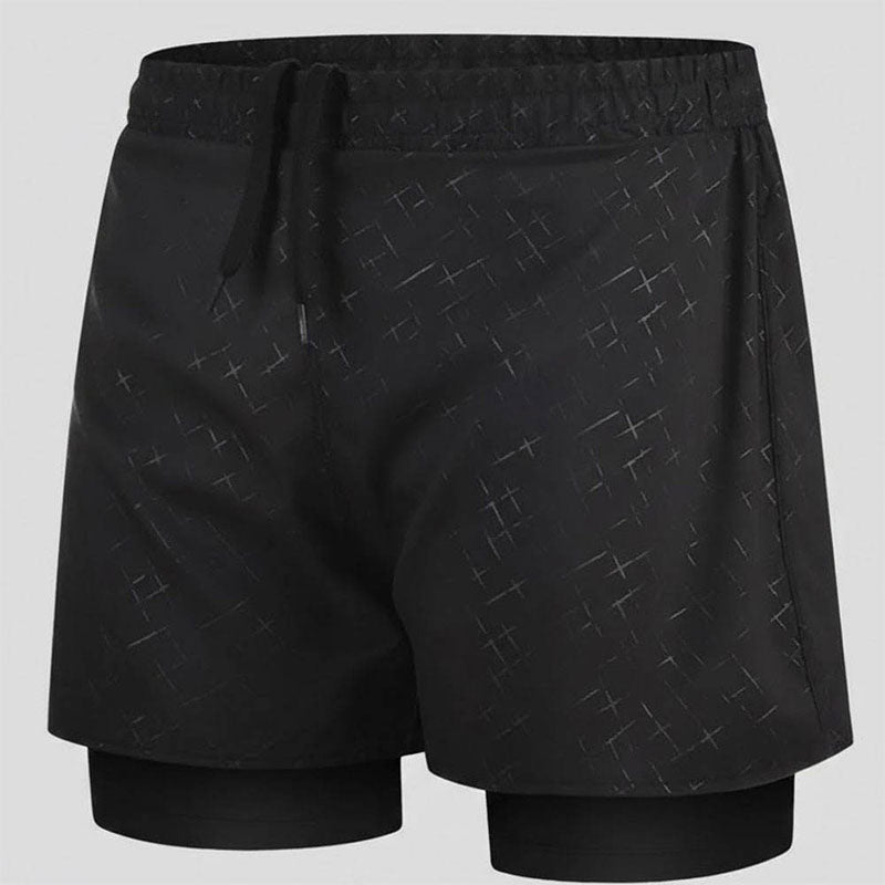 Quick-Dry Black Running Shorts with Built-In Liner and Custom Logo