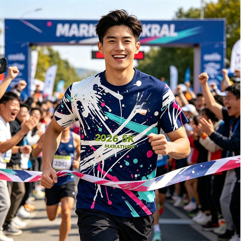 Custom 5K Run T Shirts with Color Splash Sublimation Print