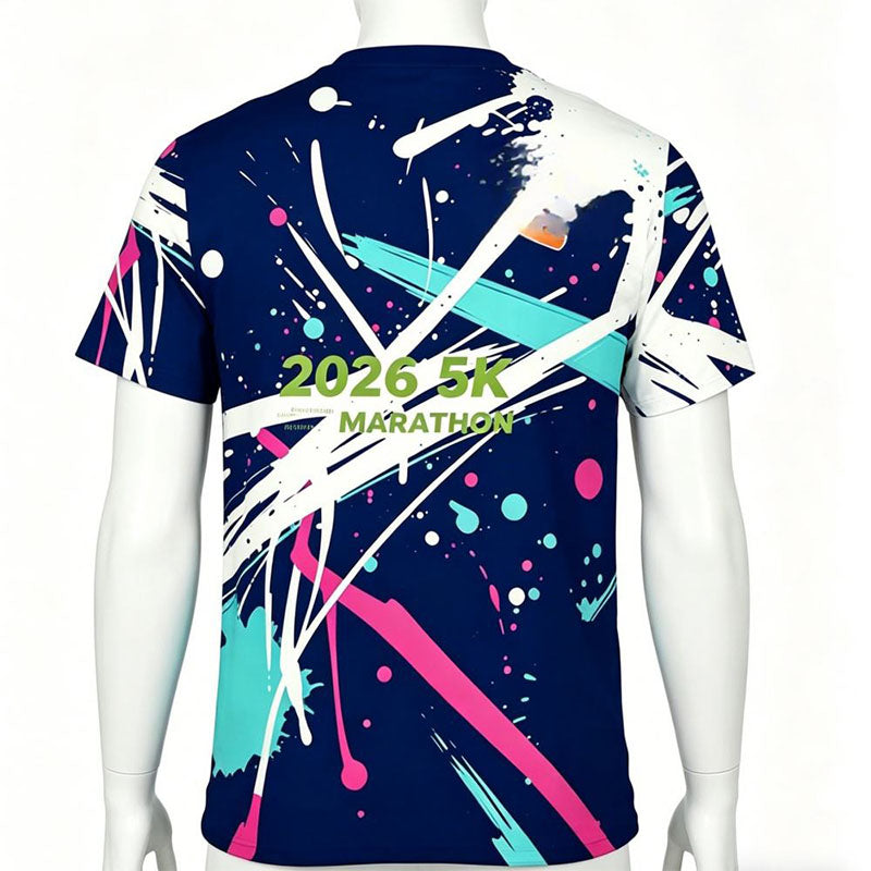 Custom 5K Run T Shirts with Color Splash Sublimation Print