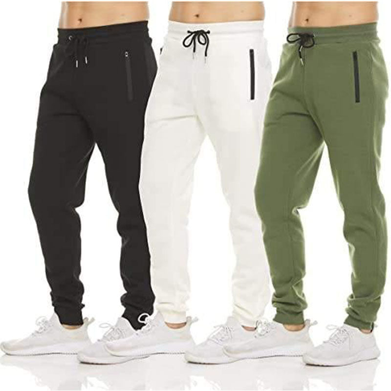 Custom Best Winter Running Pants Men Fleece Joggers with Zip Pockets