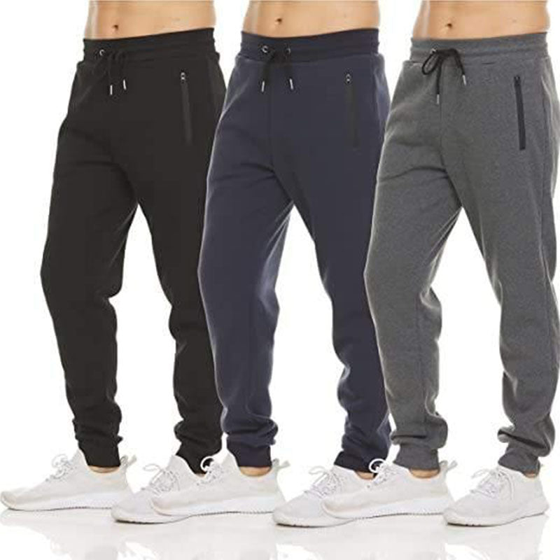 Custom Best Winter Running Pants Men Fleece Joggers with Zip Pockets