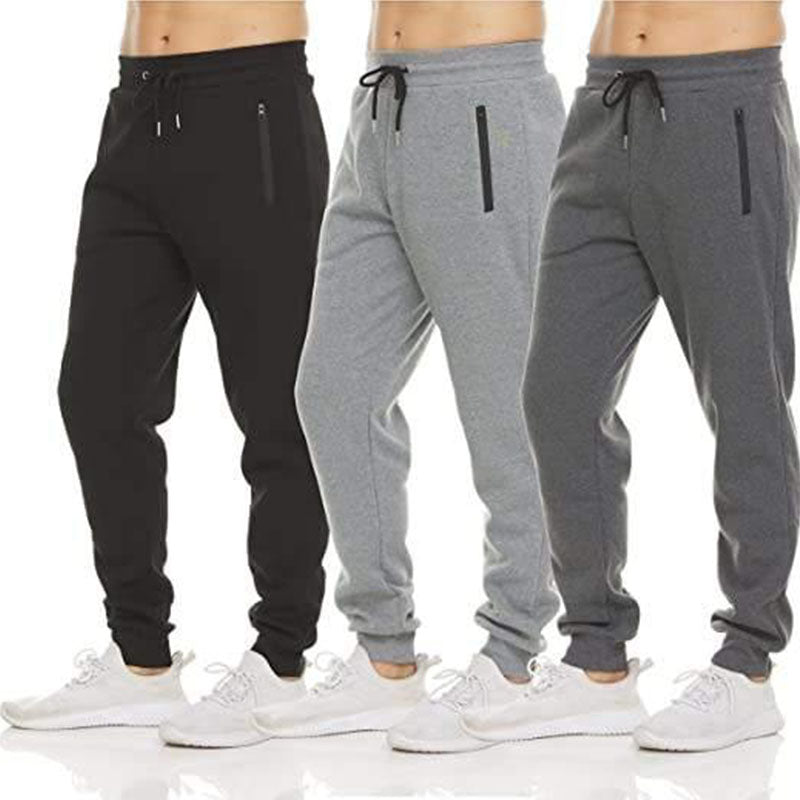 Custom Best Winter Running Pants Men Fleece Joggers with Zip Pockets