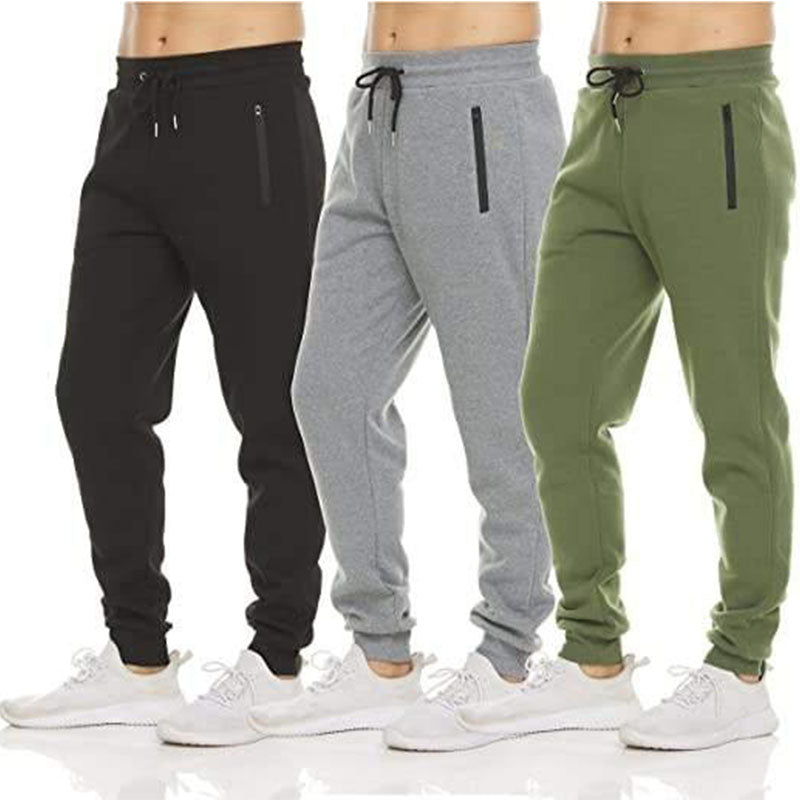 Custom Best Winter Running Pants Men Fleece Joggers with Zip Pockets