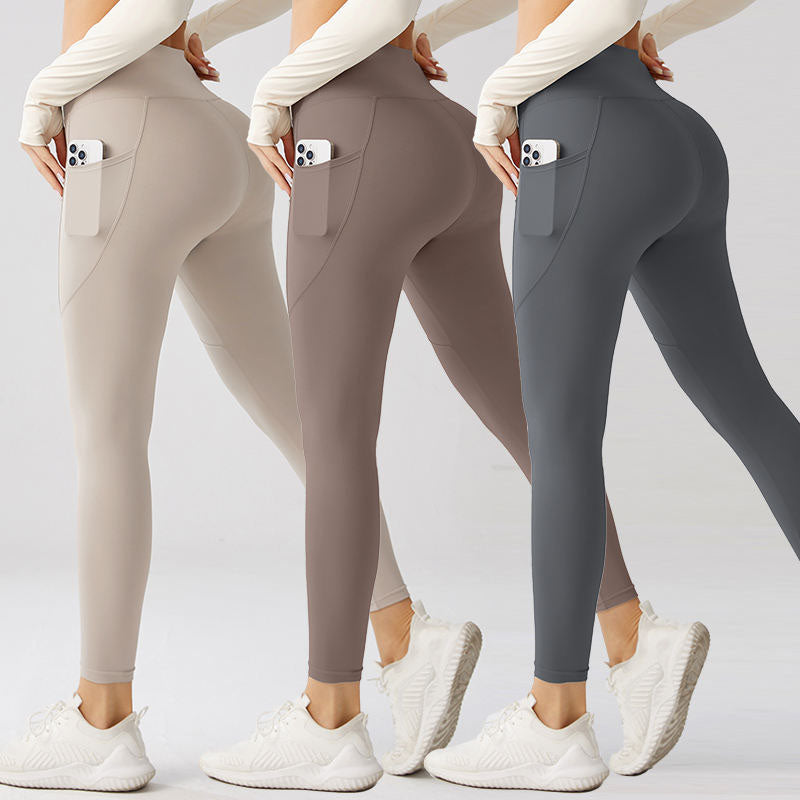 Custom High Waist Running Leggings with Side Pockets, OEM Tights