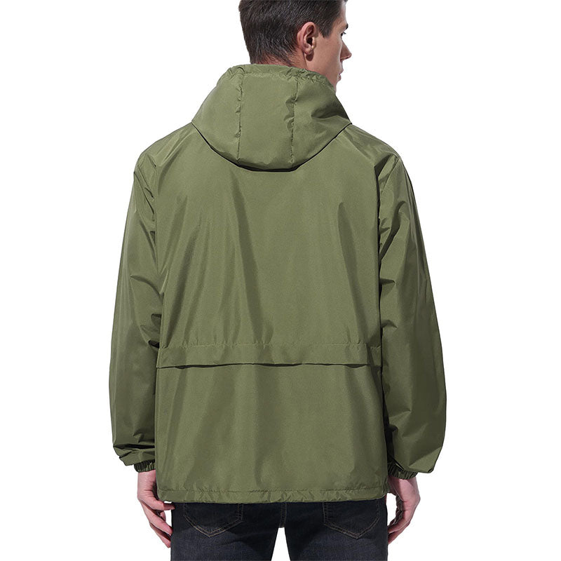 Custom Lightweight Water Resistant Running Jacket with Hood and Drawcord Hem
