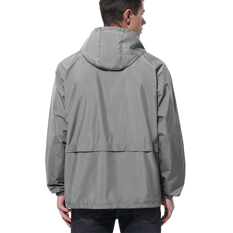 Custom Lightweight Water Resistant Running Jacket with Hood and Drawcord Hem