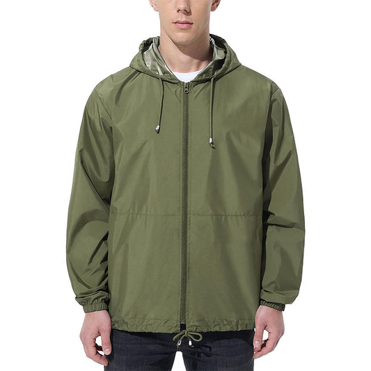 Custom Lightweight Water Resistant Running Jacket with Hood and Drawcord Hem