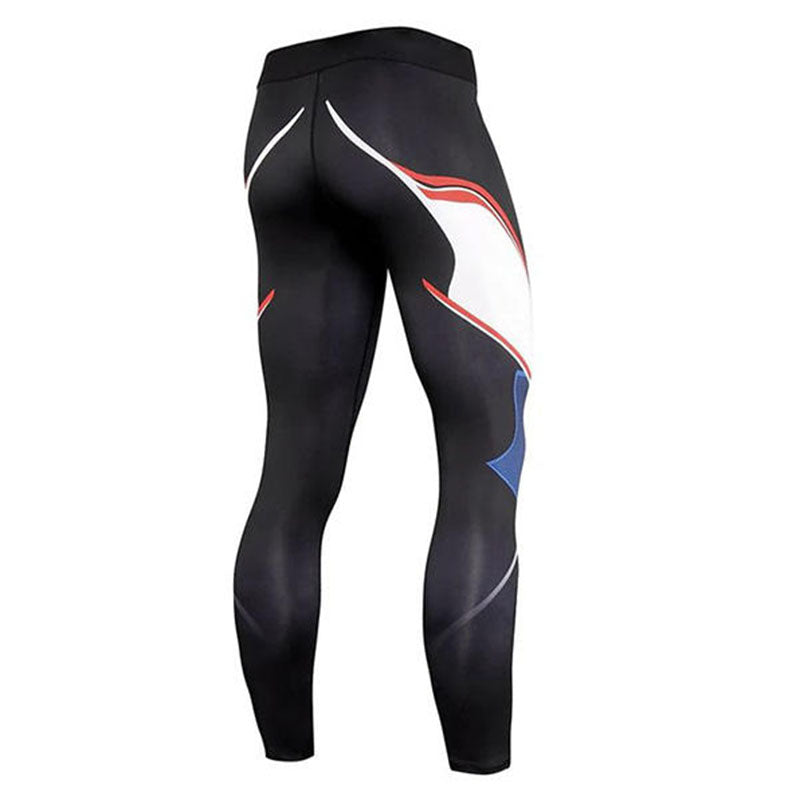 Custom Male Running Leggings with Heat-Transfer Graphic Panels