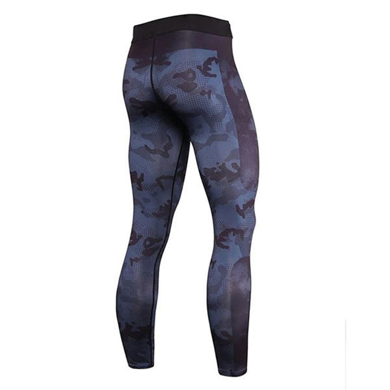 Custom Male Running Leggings with Heat-Transfer Graphic Panels