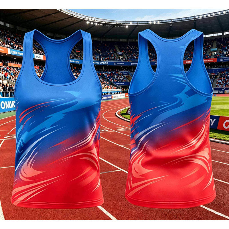 Custom Marathon Running Singlet with Gradient Digital Print for Race Teams
