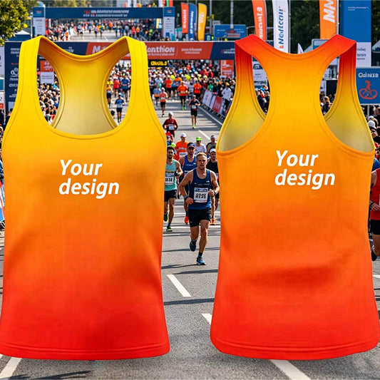 Custom Marathon Running Singlet with Gradient Digital Print for Race Teams