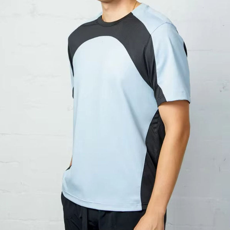 Custom Men Running T-Shirts with Breathable Contrast Panels