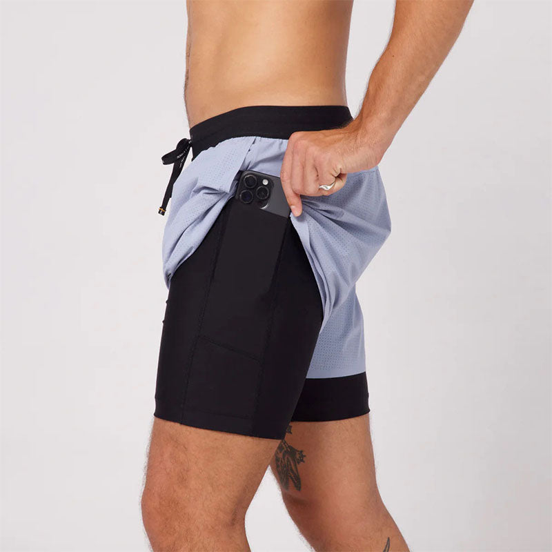 Men’s 2-in-1 Running Shorts with Hidden Pocket and Split Hem