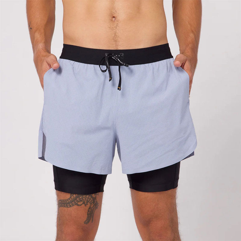 Men’s 2-in-1 Running Shorts with Hidden Pocket and Split Hem