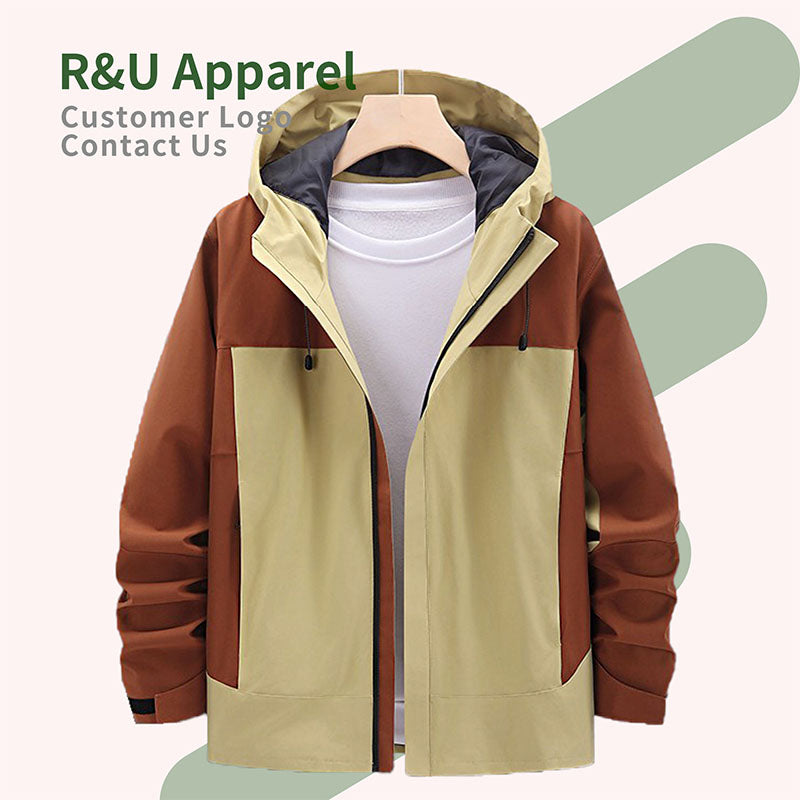 Custom Men's Color-Block Running Jacket with Coated Windproof Shell