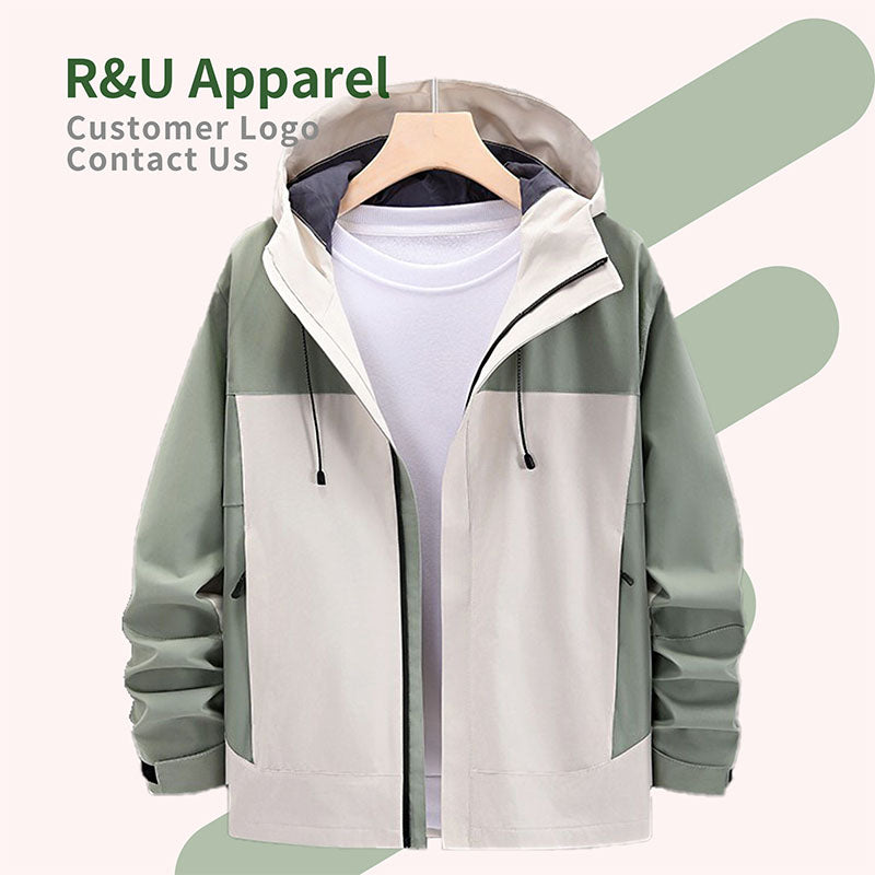 Custom Men's Color-Block Running Jacket with Coated Windproof Shell