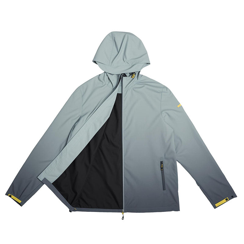 Custom Men's Running Jacket with Gradient Print and Adjustable Hood