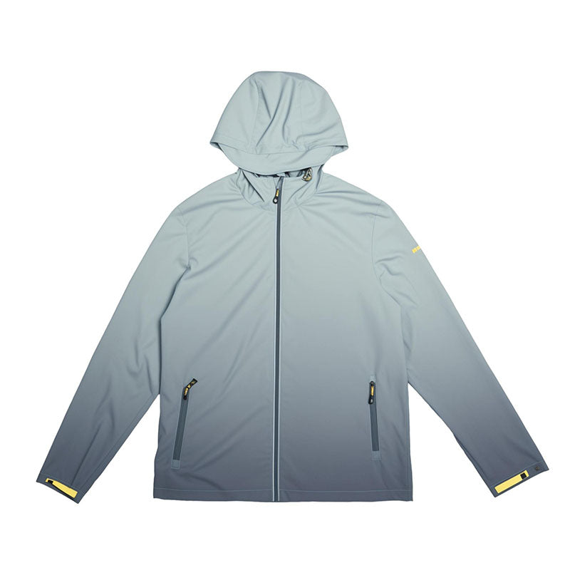 Custom Men's Running Jacket with Gradient Print and Adjustable Hood