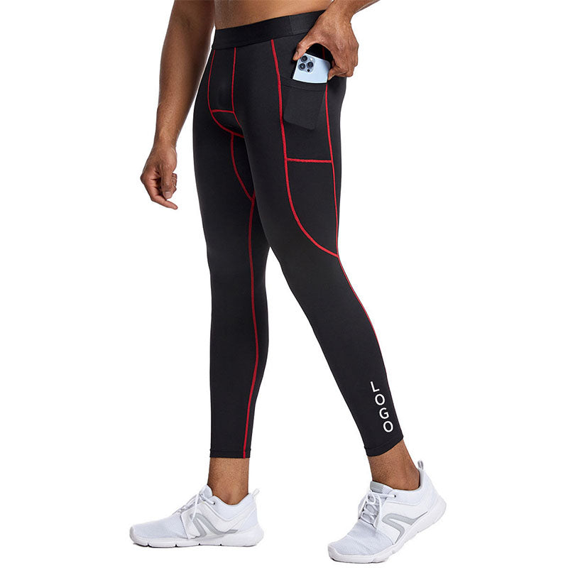 Custom Men’s Running Leggings with Phone Pocket, OEM Compression Tights