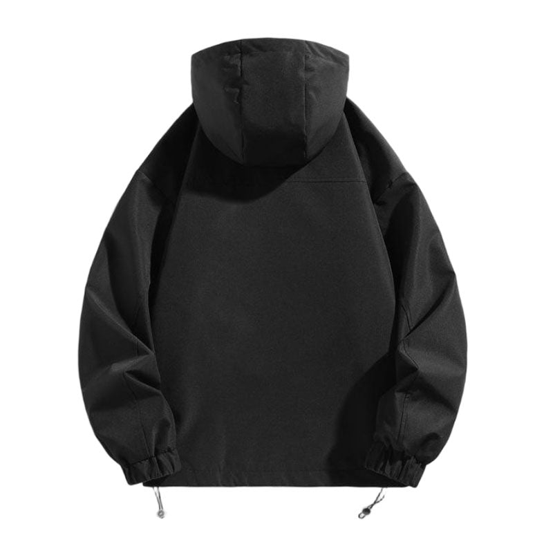 Custom Mens Running Rain Jacket Pullover with Adjustable Hood