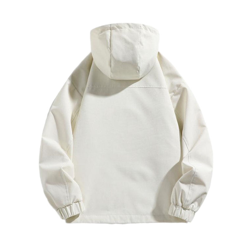 Custom Mens Running Rain Jacket Pullover with Adjustable Hood